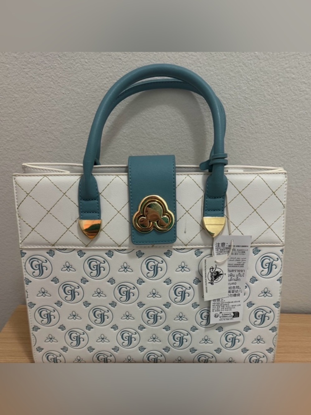 Disney Grand Floridian Loungefly Satchel Tote Bag Purse Mickey Mouse White Blue